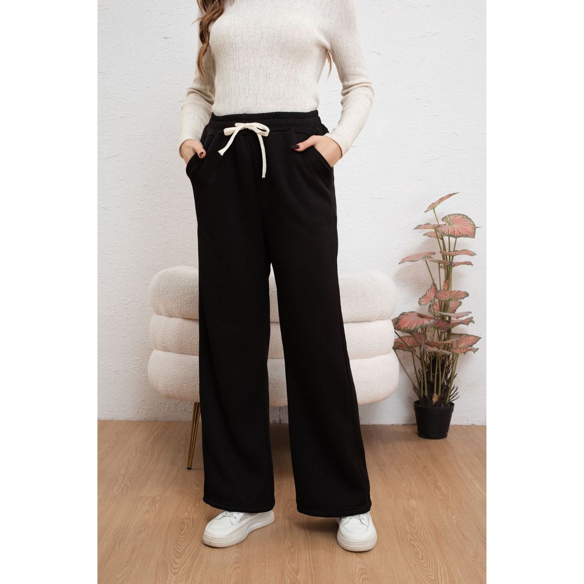 LIKE SHOP - Pantalón Mujer Ancho Wide Leg Forro Piel Térmico Premium 7124