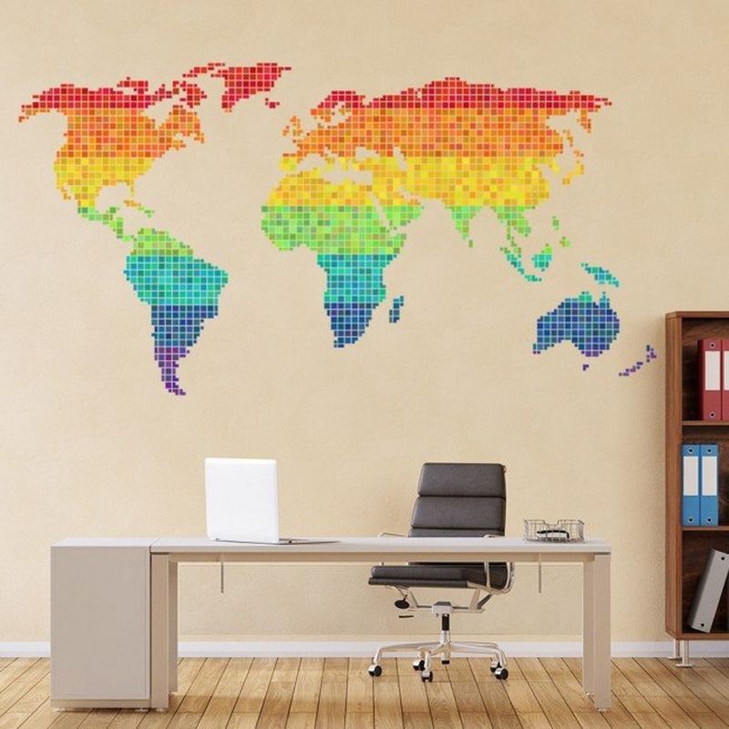 AVERY - Pixel World Map Rainbow Colours Ws-45485