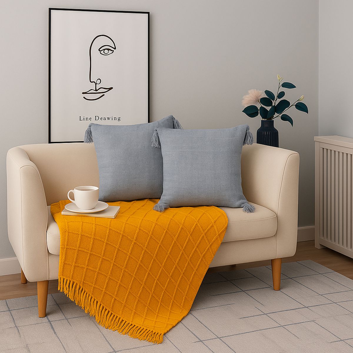 ALTERNATIVE - Pack 2 Fundas 45x45 cm - Gris Moderno y Borlas Chic - 615