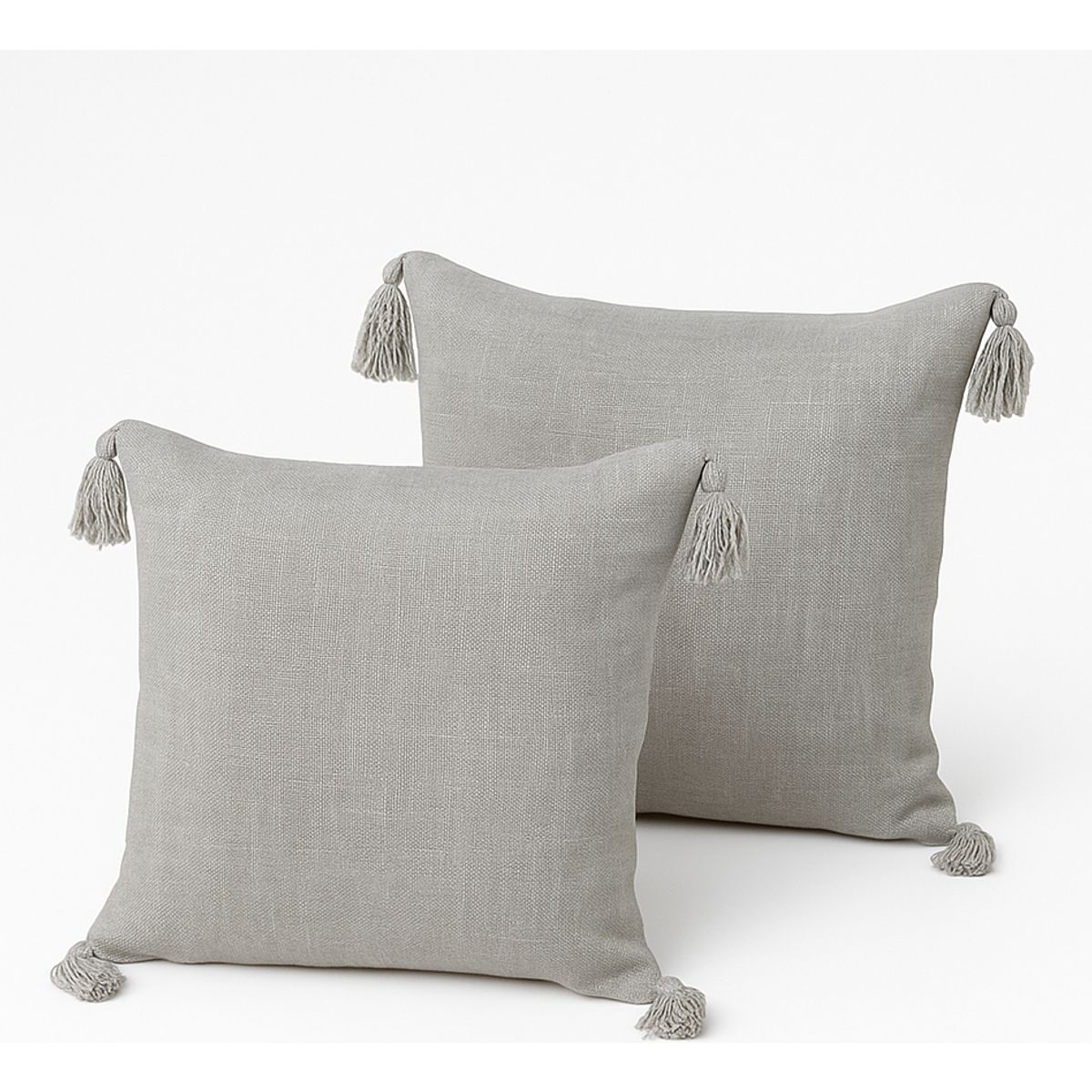 ALTERNATIVE - Pack 2 Fundas 45x45 cm - Gris Moderno y Borlas Chic - 615