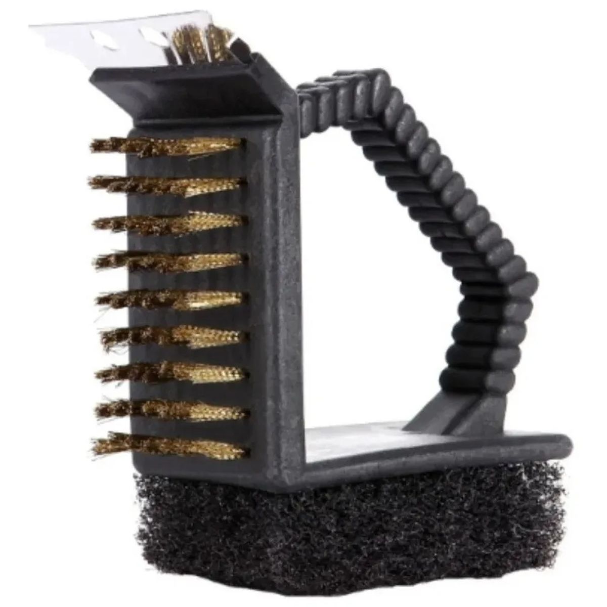 GENERICO - Cepillo Limpia Parrilla 3 Caras Limpiador Asado Mango Corto