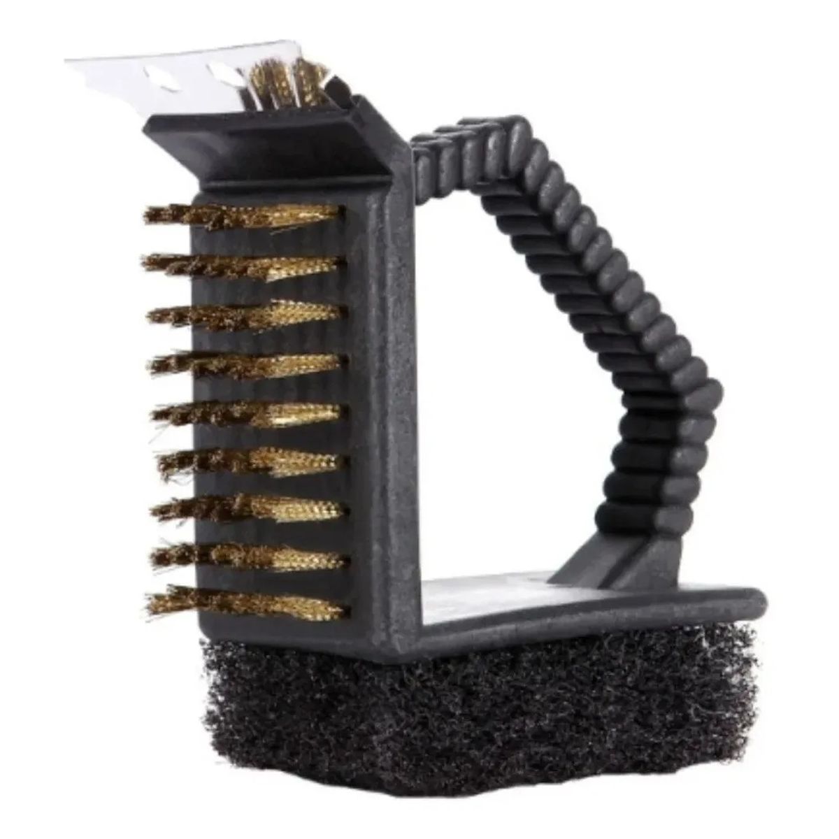 GENERICO - Cepillo Limpia Parrilla 3 Caras Limpiador Asado Mango Corto