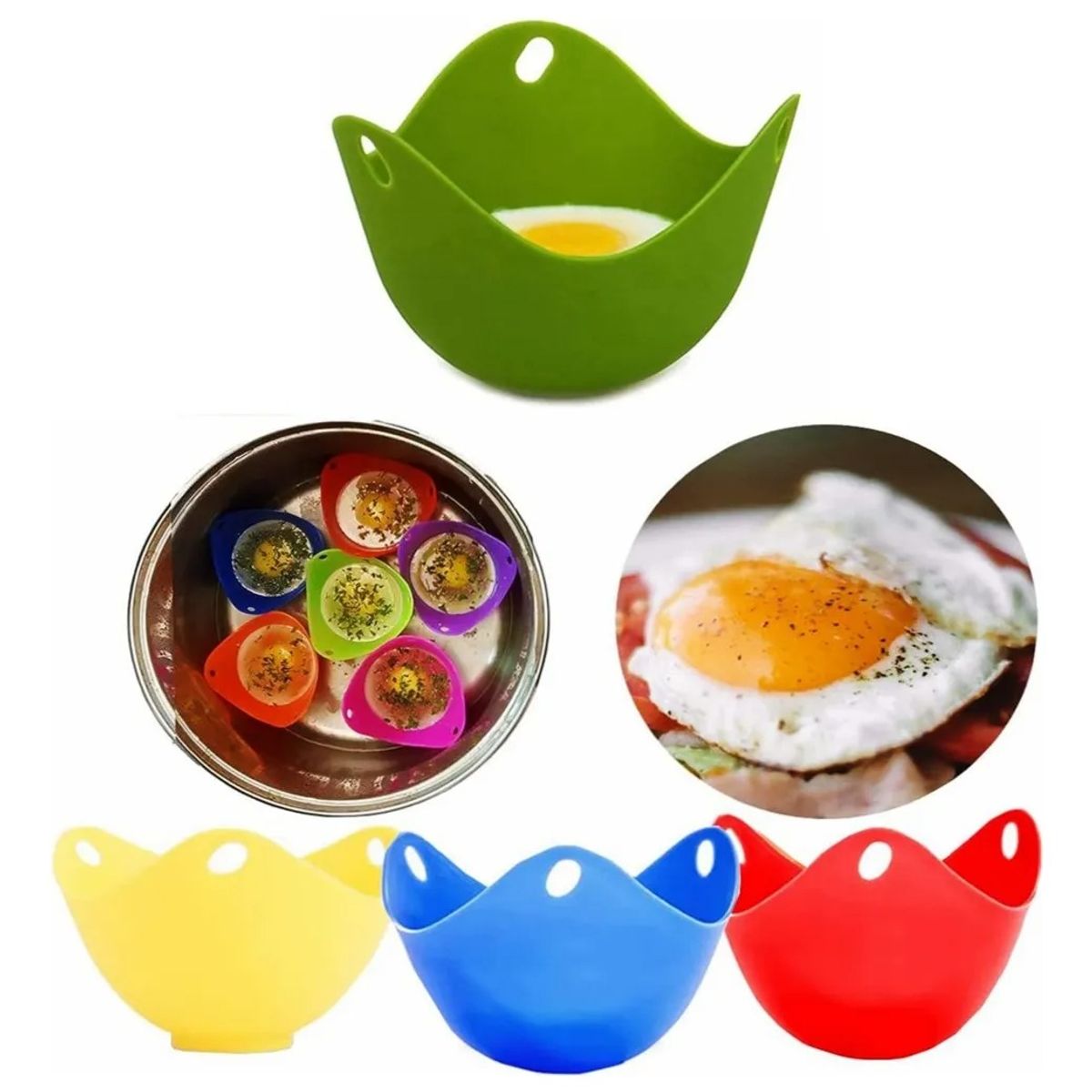 GENERICO - Pack X4 Moldes Silicona Para Huevos Pochados Escalfados