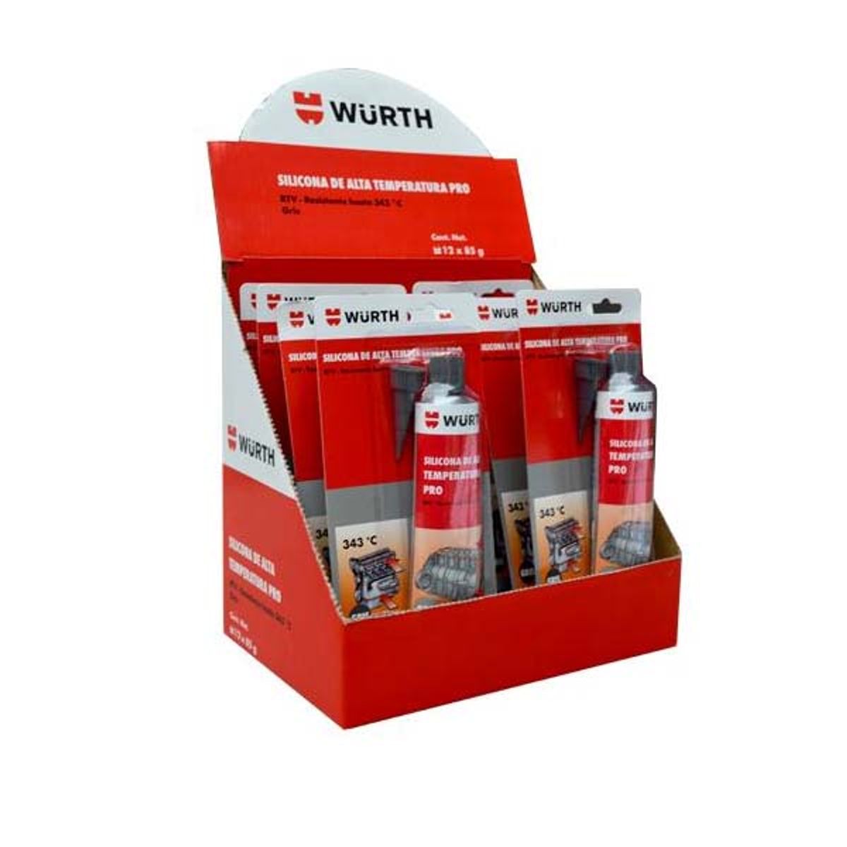 WURTH - Silicona alta temperatura gris  PRO 85g