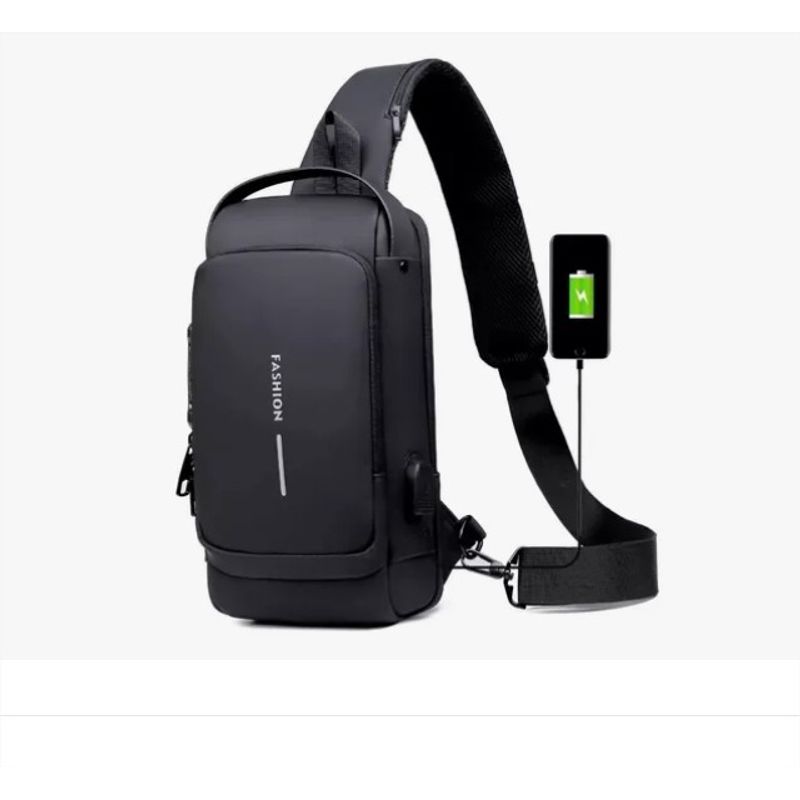 GENERICO - Bolso Banano Cruzado Impermeable Usb Riñonera Antirrobo