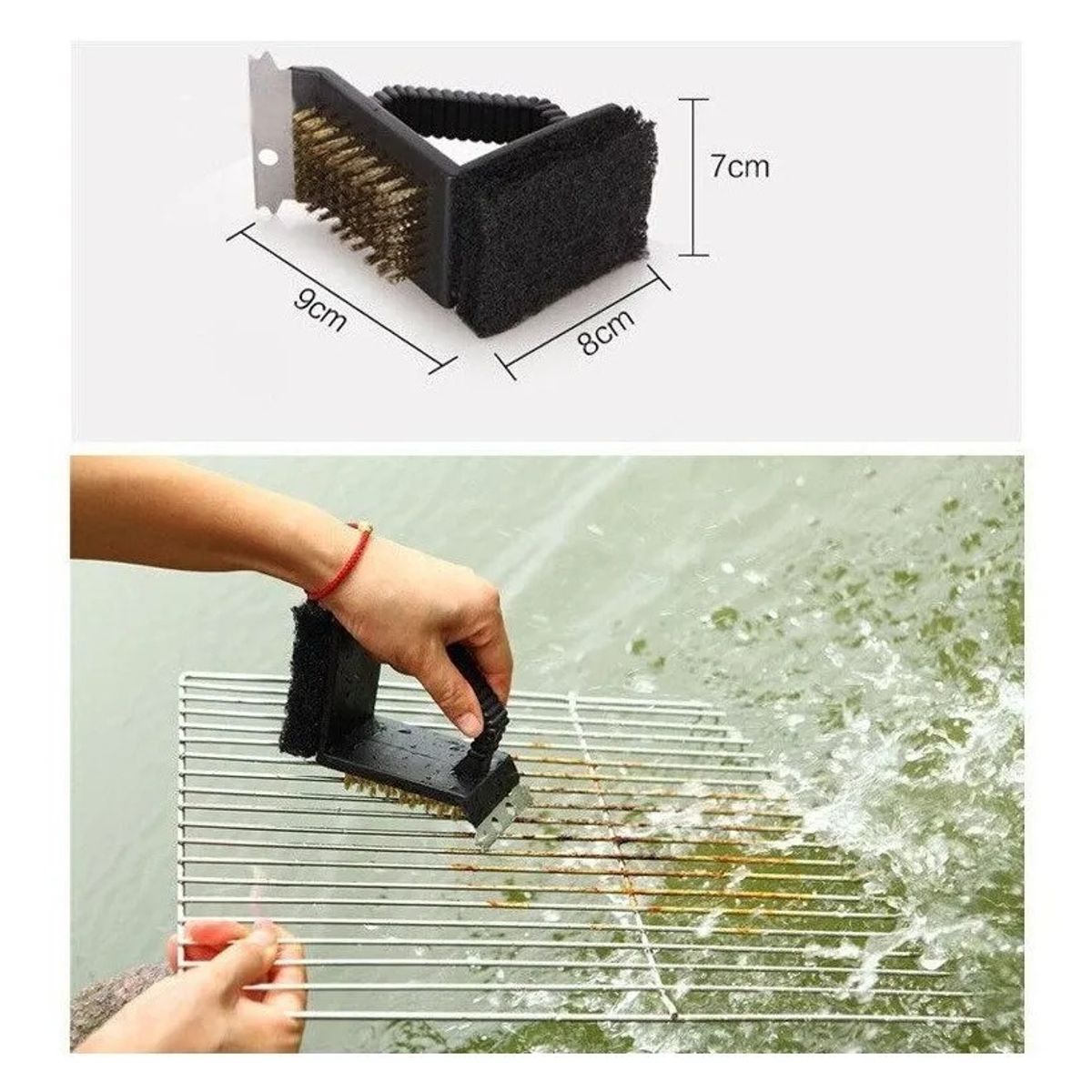 GENERICO - Cepillo Limpia Parrilla 3 Caras Limpiador De Parrilla Asado