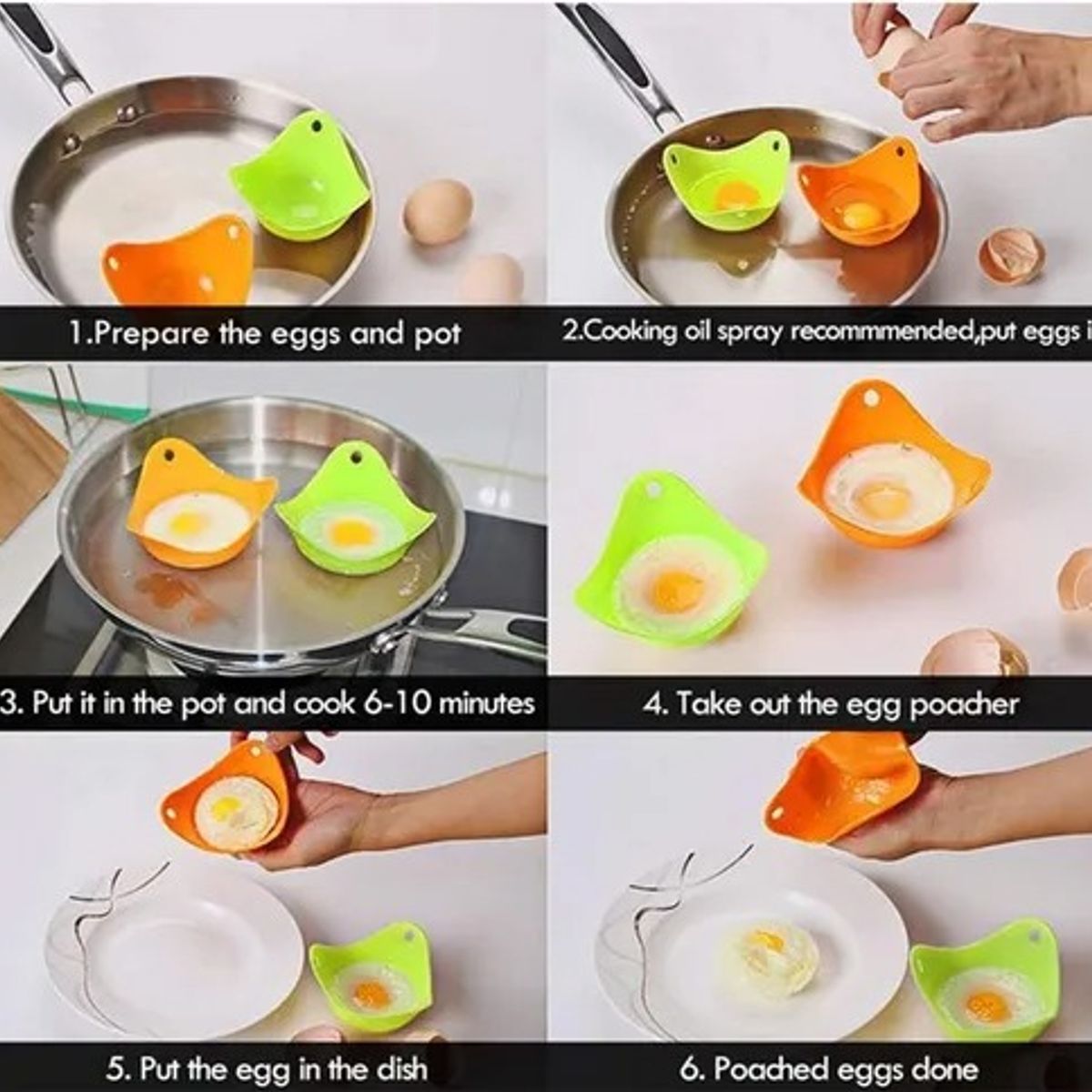 GENERICO - Pack X10 Moldes De Silicona Para Huevos Pochados Escalfados