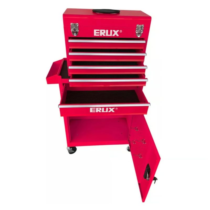 ALTERNATIVE - Gabinete Metálico Caja Porta Herramientas Con Ruedas Roja.