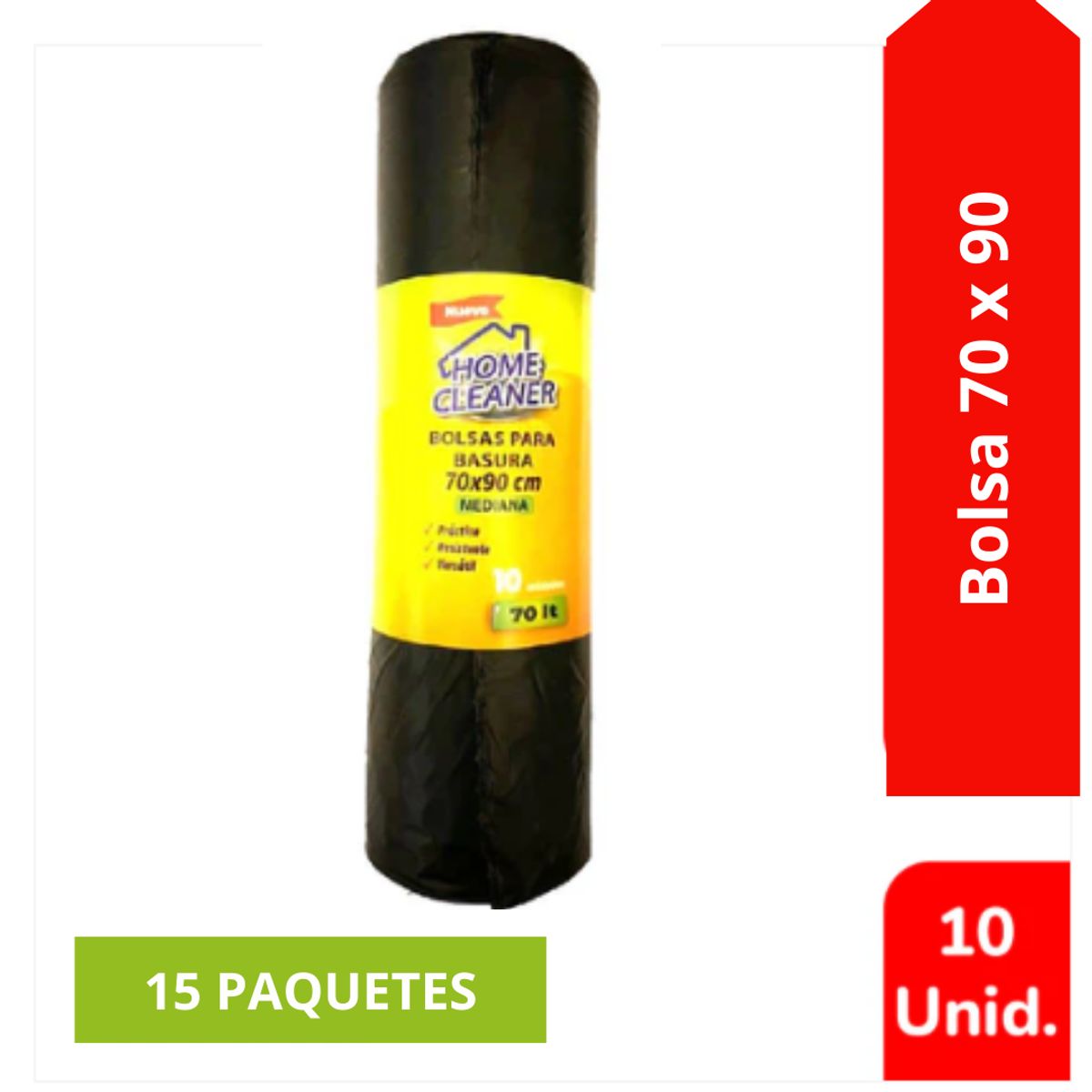 GENERICO - Bolsa De Basura Home Cleaner 70 X 90 cm 10 Uni (15 Paq)