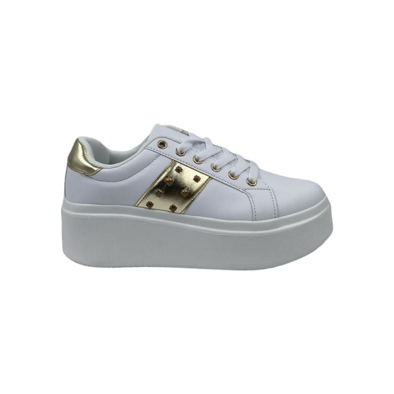 HERIEL - Zapatilla Blanca Plataforma Mujer.