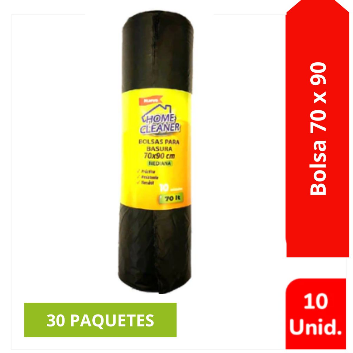 GENERICO - Bolsa De Basura Home Cleaner 70 X 90 cm 10 Uni (30 Paq)