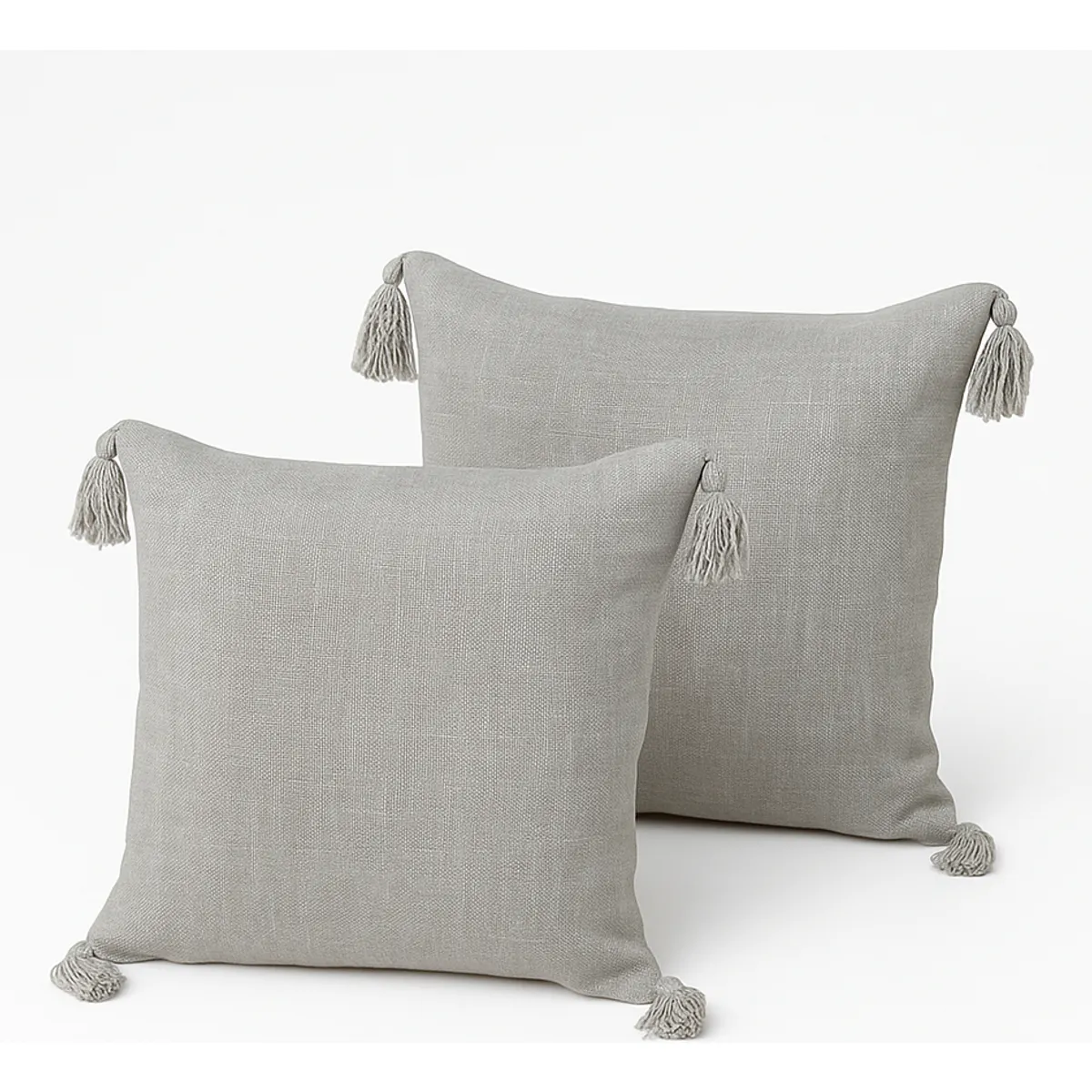 ALTERNATIVE - Pack 2 Fundas 45x45 cm - Gris Moderno y Borlas Chic - 615