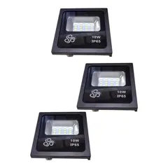 WANT - 3 Proyectores De Área Negro 10W SMD Luz Fría.