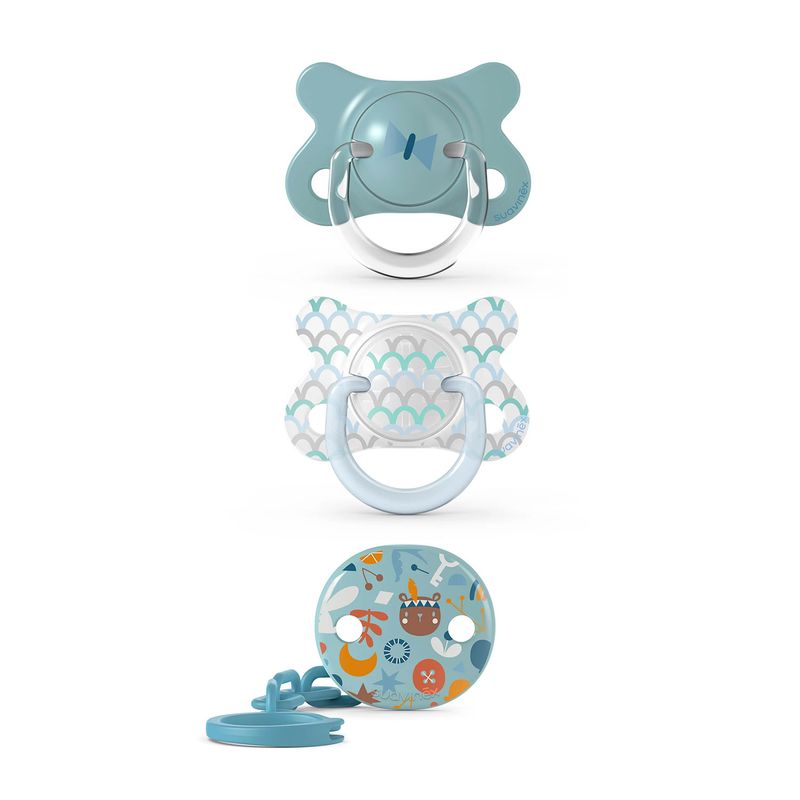 SUAVINEX - PACK CHUPETES PREMATURO -2 a 4M + BROCHE AZUL