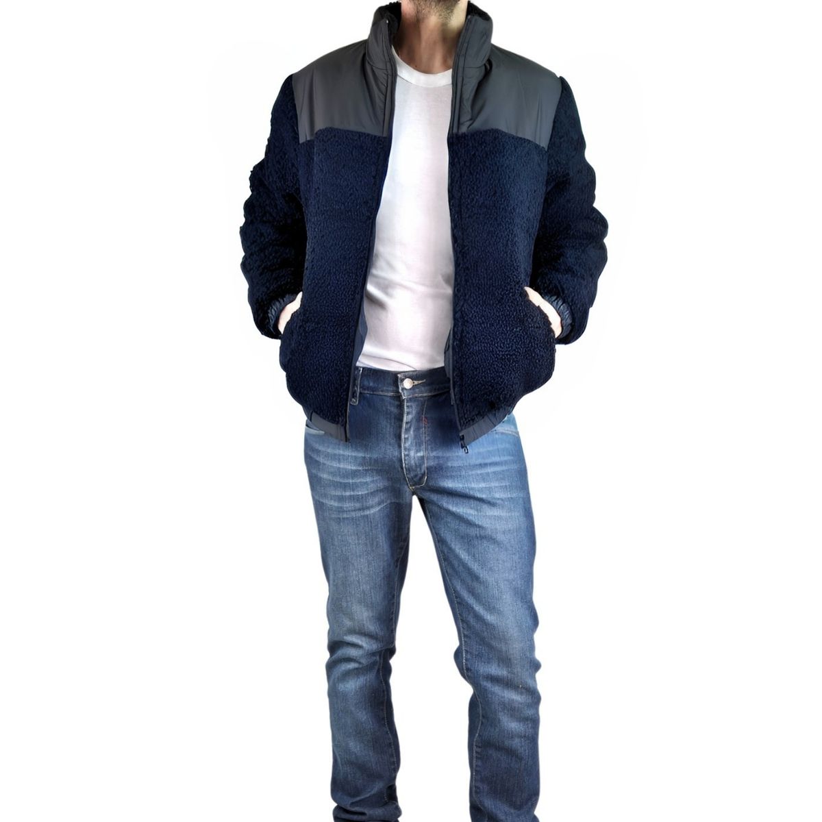 LIKE SHOP - Chaqueta Teddy Hombre Tipo Corderito Gruesa Bolsillos 602