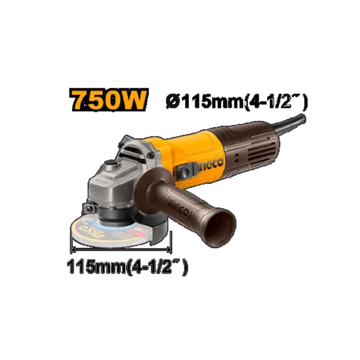 INGCO - ESMERIL ANGULAR 4 y media PULG 750W AG75028 INGCO.