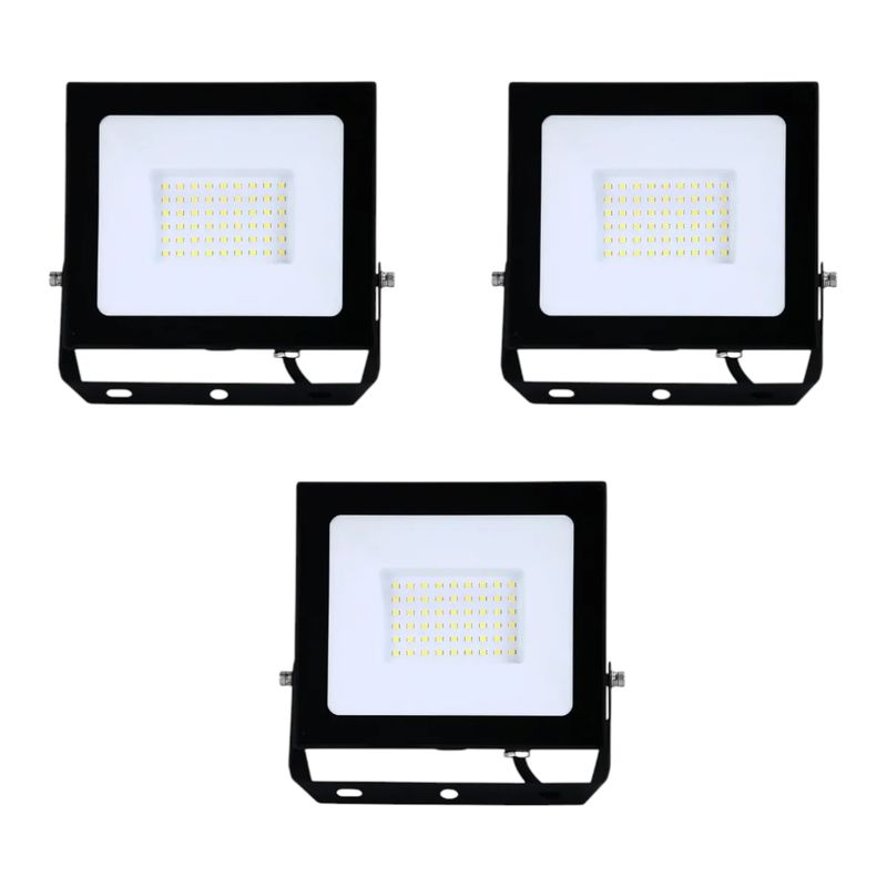 WANT - 3 Proyectores De Área Led Eco Thin 50W Luz Fría