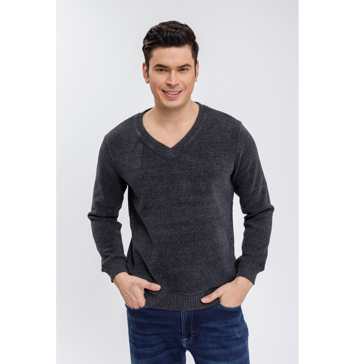 LIKE SHOP - Sweater Frisado Hombre Cuello V Excelente Calidad Tela Chenille 01