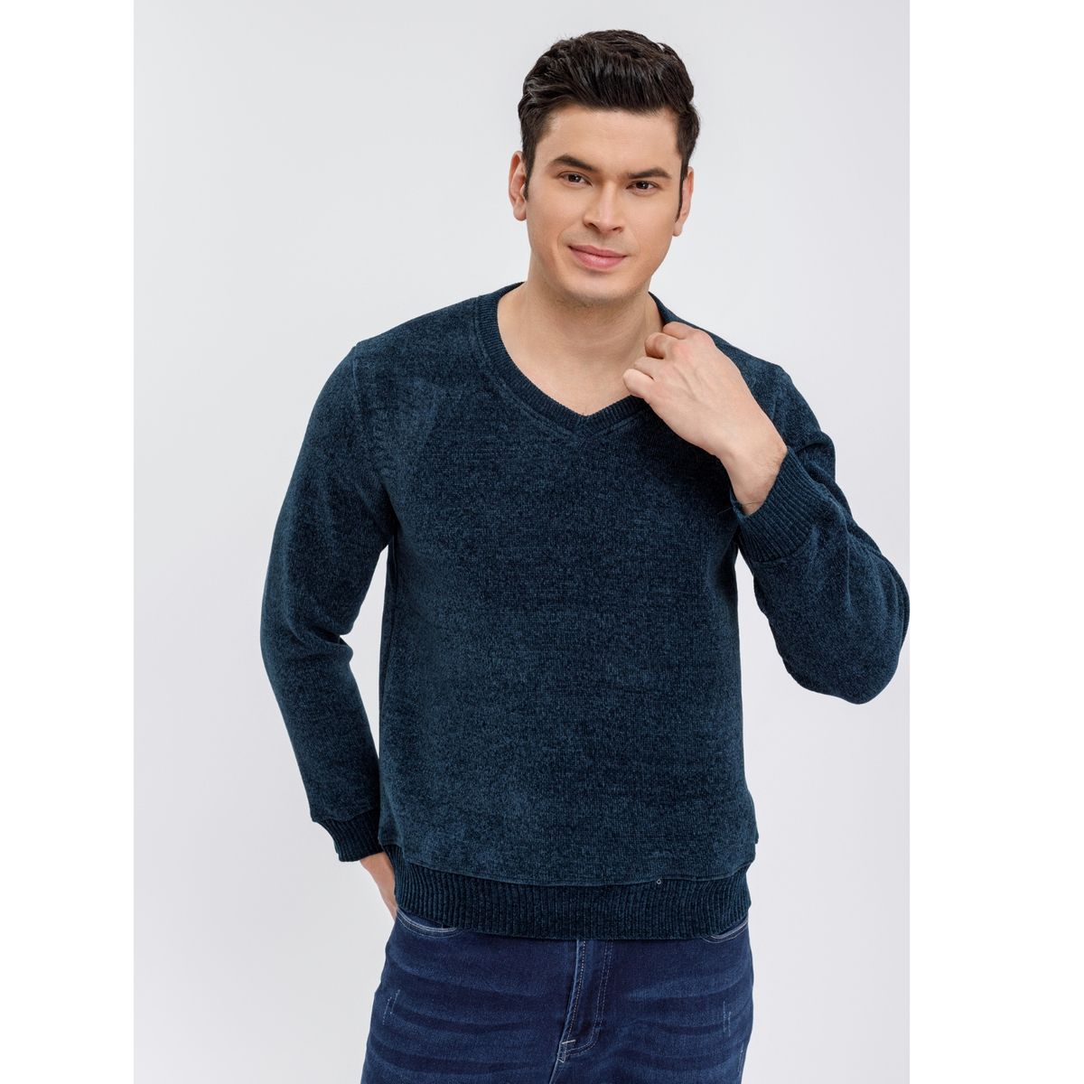 LIKE SHOP - Sweater Frisado Hombre Cuello V Excelente Calidad Tela Chenille 01
