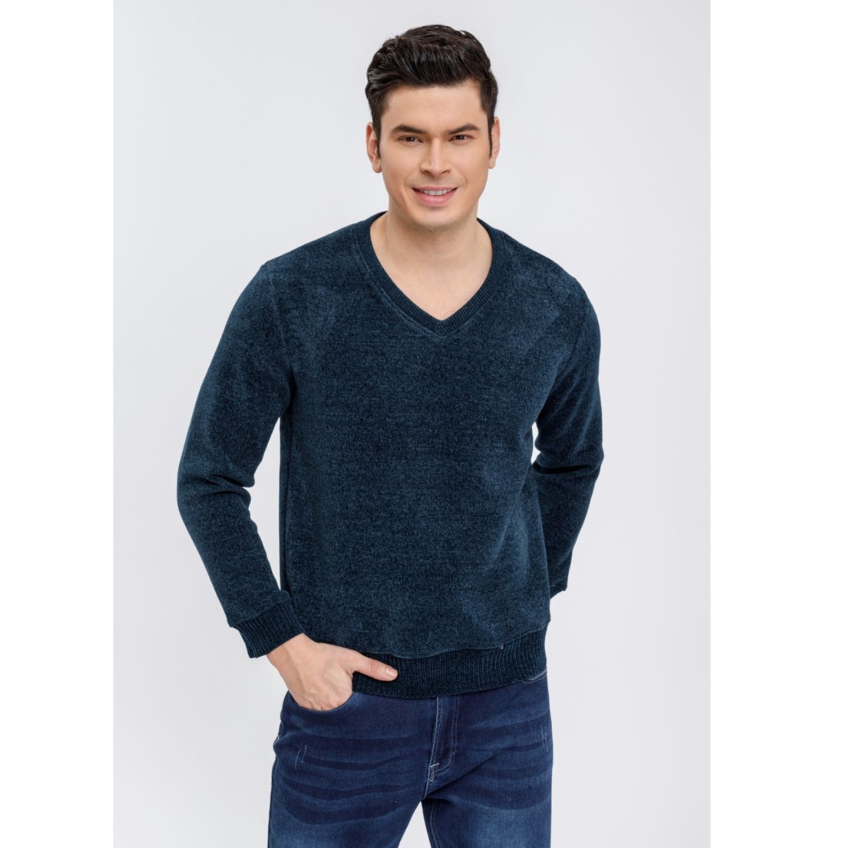 LIKE SHOP - Sweater Frisado Hombre Cuello V Excelente Calidad Tela Chenille 01