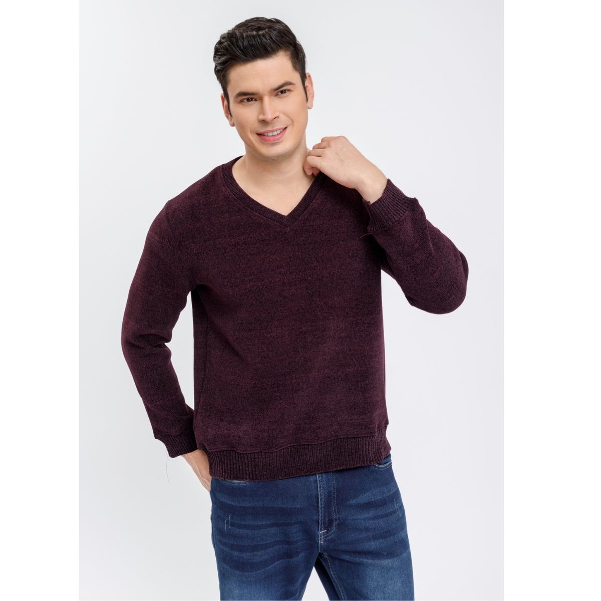 LIKE SHOP - Sweater Frisado Hombre Cuello V Excelente Calidad Tela Chenille 01