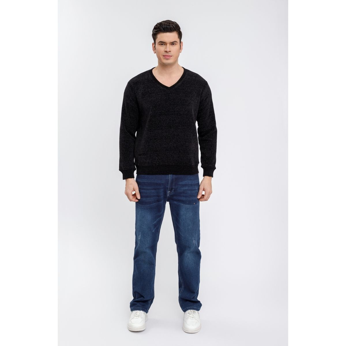 LIKE SHOP - Sweater Frisado Hombre Cuello V Excelente Calidad Tela Chenille 01