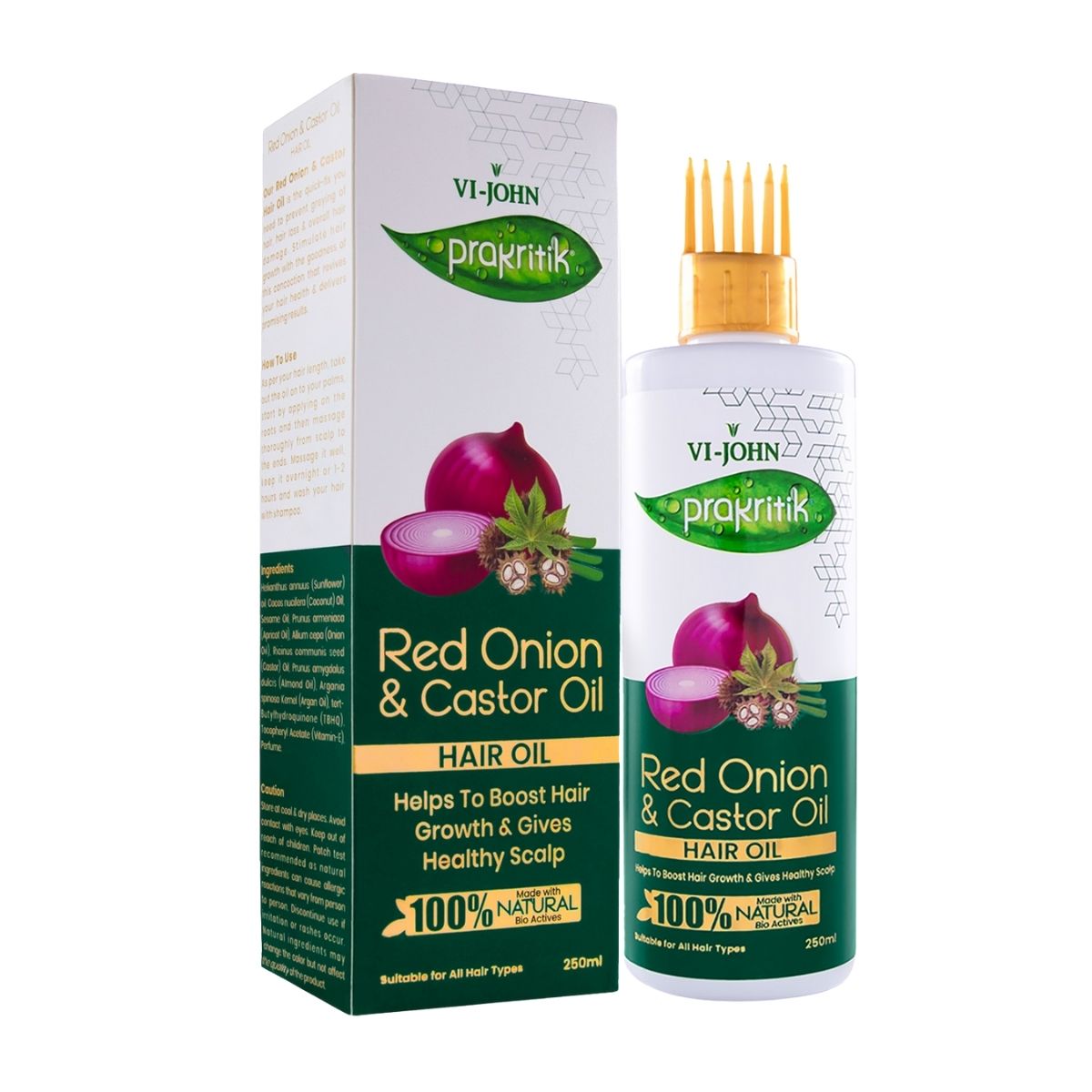 VI JOHN - Prakritik Aceite Capilar Cebolla Roja y Castor 250 ml