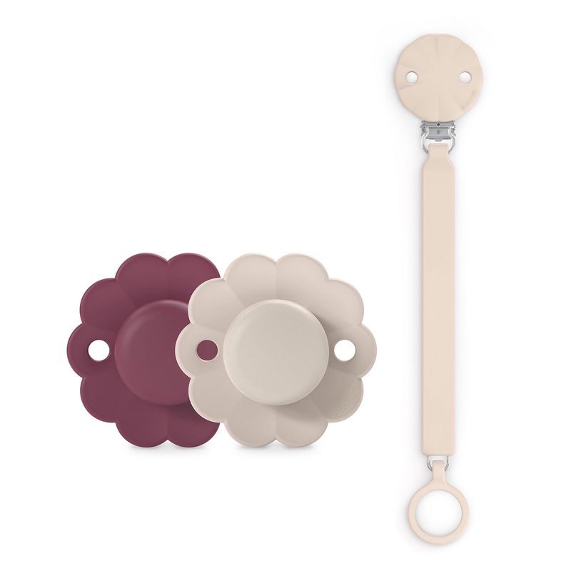 SUAVINEX - Pack Chupetes Wonder 6-18 meses + Broche Wonder Mauve Chalk