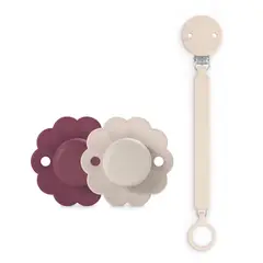 SUAVINEX - Pack Chupetes Wonder 6-18 meses + Broche Wonder Mauve Chalk