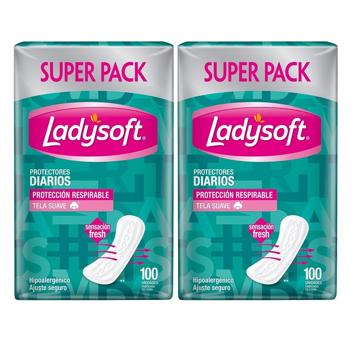 LADYSOFT - X2 Protectores Diarios Ladysoft Clásicos Tela Suave 100unid