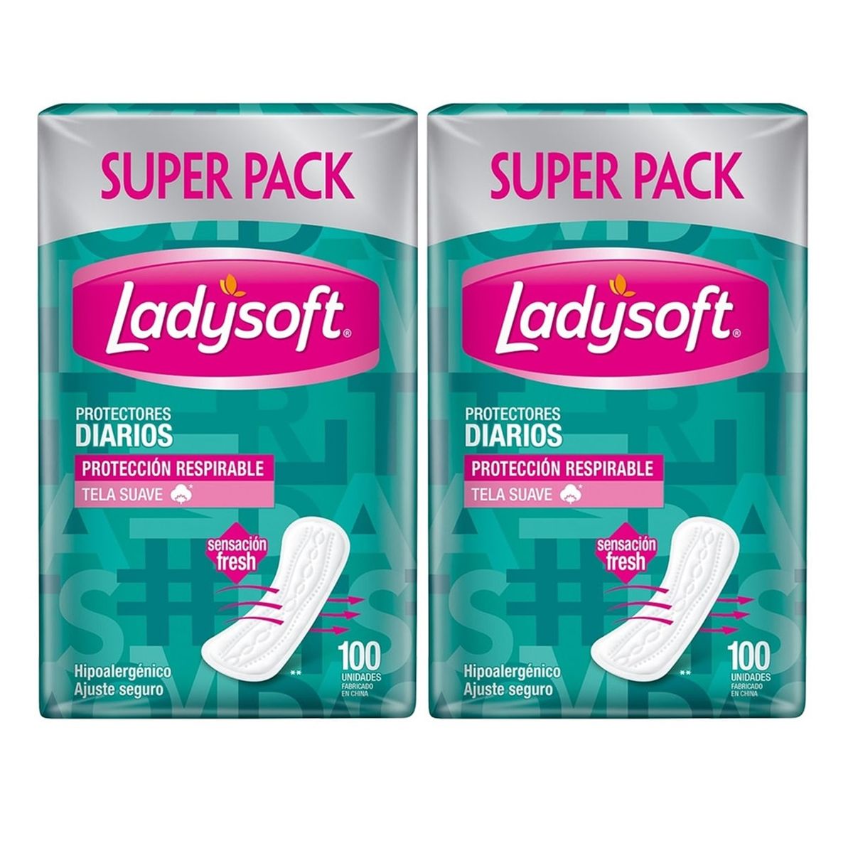 LADYSOFT - X2 Protectores Diarios Ladysoft Clásicos Tela Suave 100unid