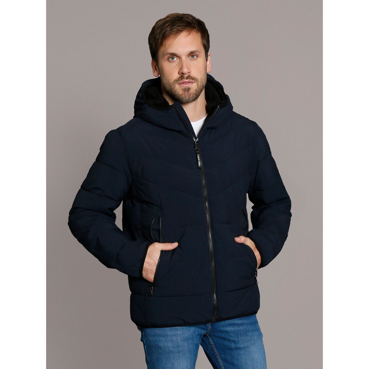 CALVIN KLEIN - Parka con Gorro Stretch Azul Calvin Klein