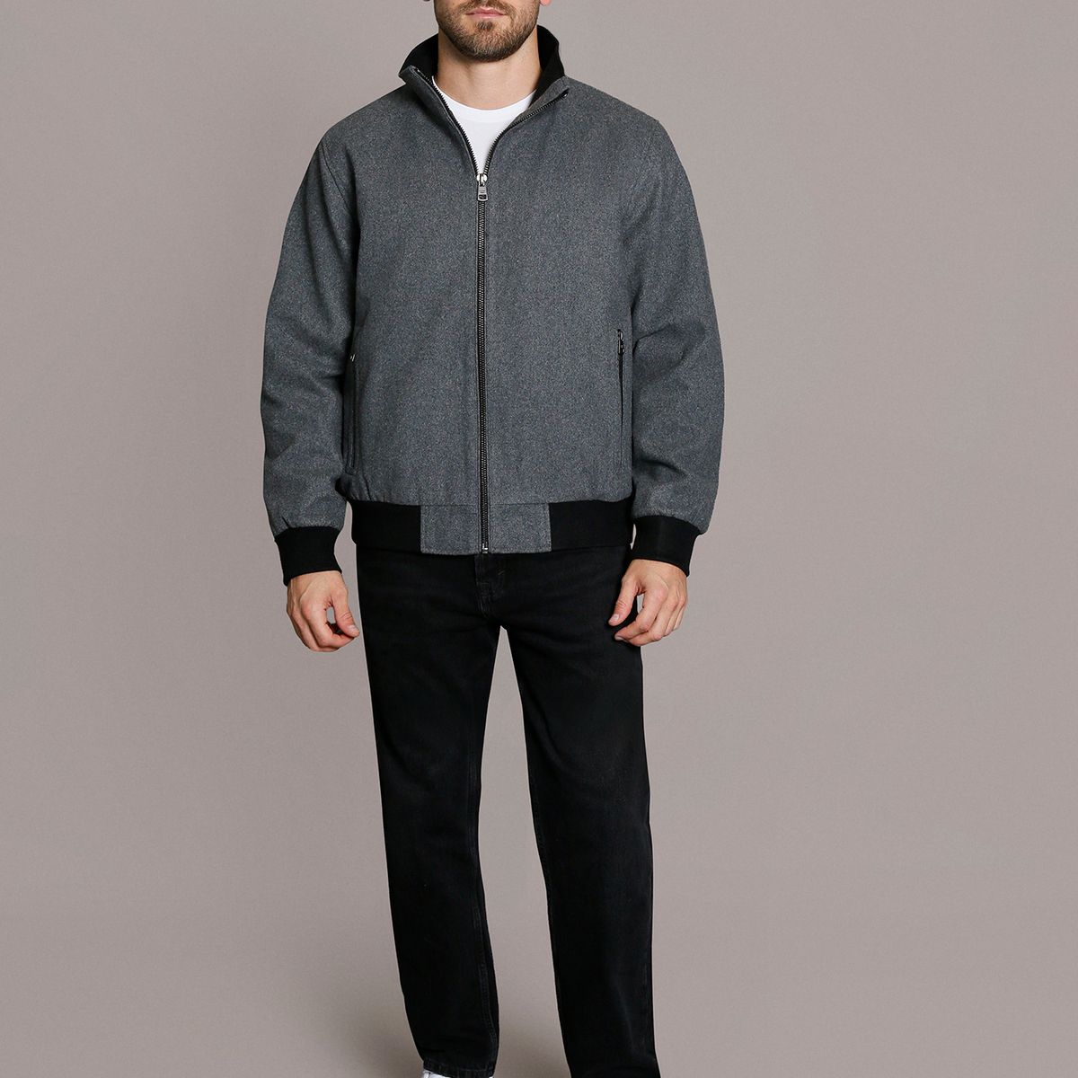CALVIN KLEIN - Chaqueta Wool Bomber Gris Calvin Klein