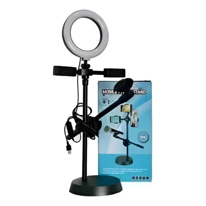 GENERICO - Kit Aro De Luz Led Con Soporte Micrófono Celular Youtuber