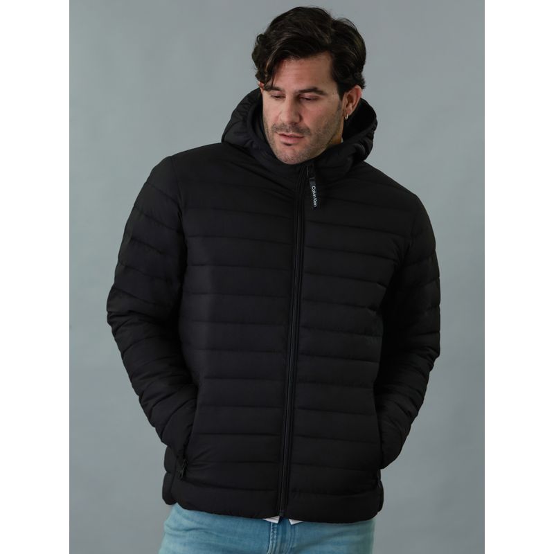 CALVIN KLEIN - Parka con Gorro Packable Negro Calvin Klein
