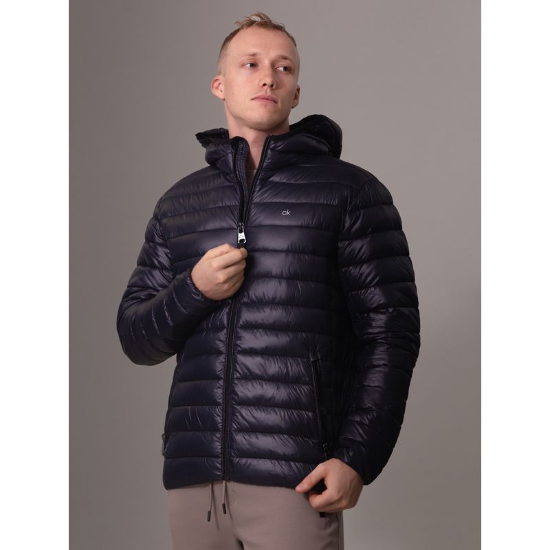CALVIN KLEIN - Parka con Gorro Packable Azul Calvin Klein
