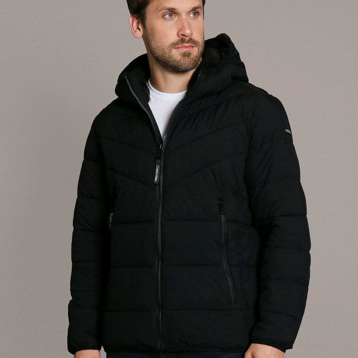 CALVIN KLEIN - Parka con Gorro Stretch Calvin Klein Negro