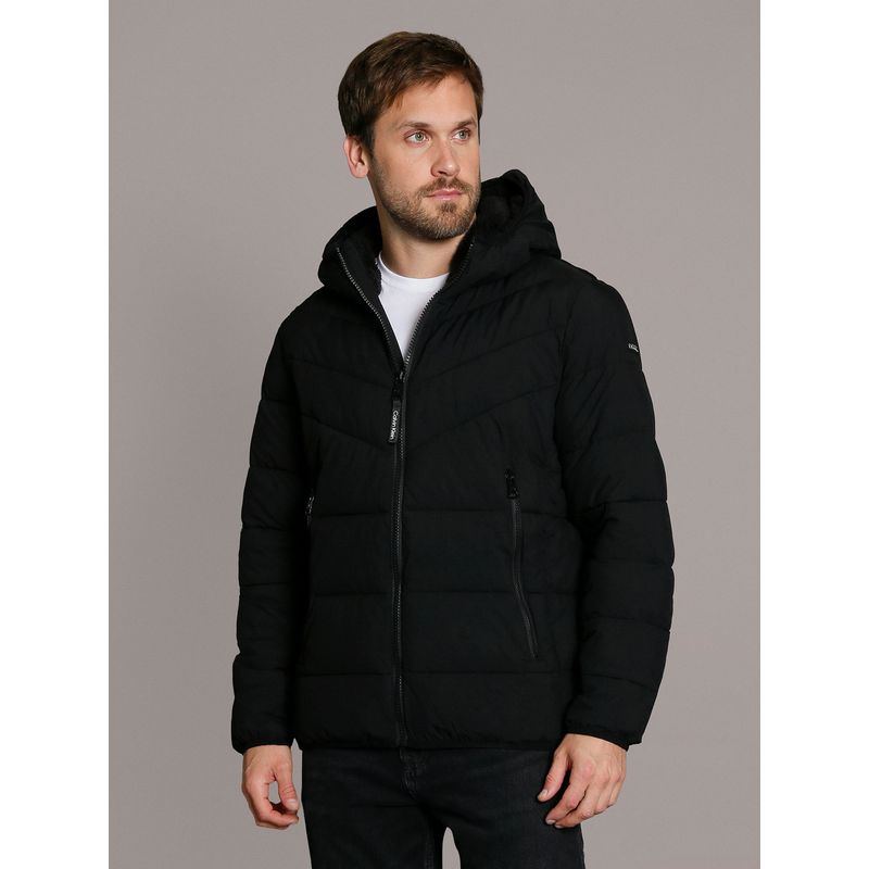 CALVIN KLEIN - Parka con Gorro Stretch Negro Calvin Klein.