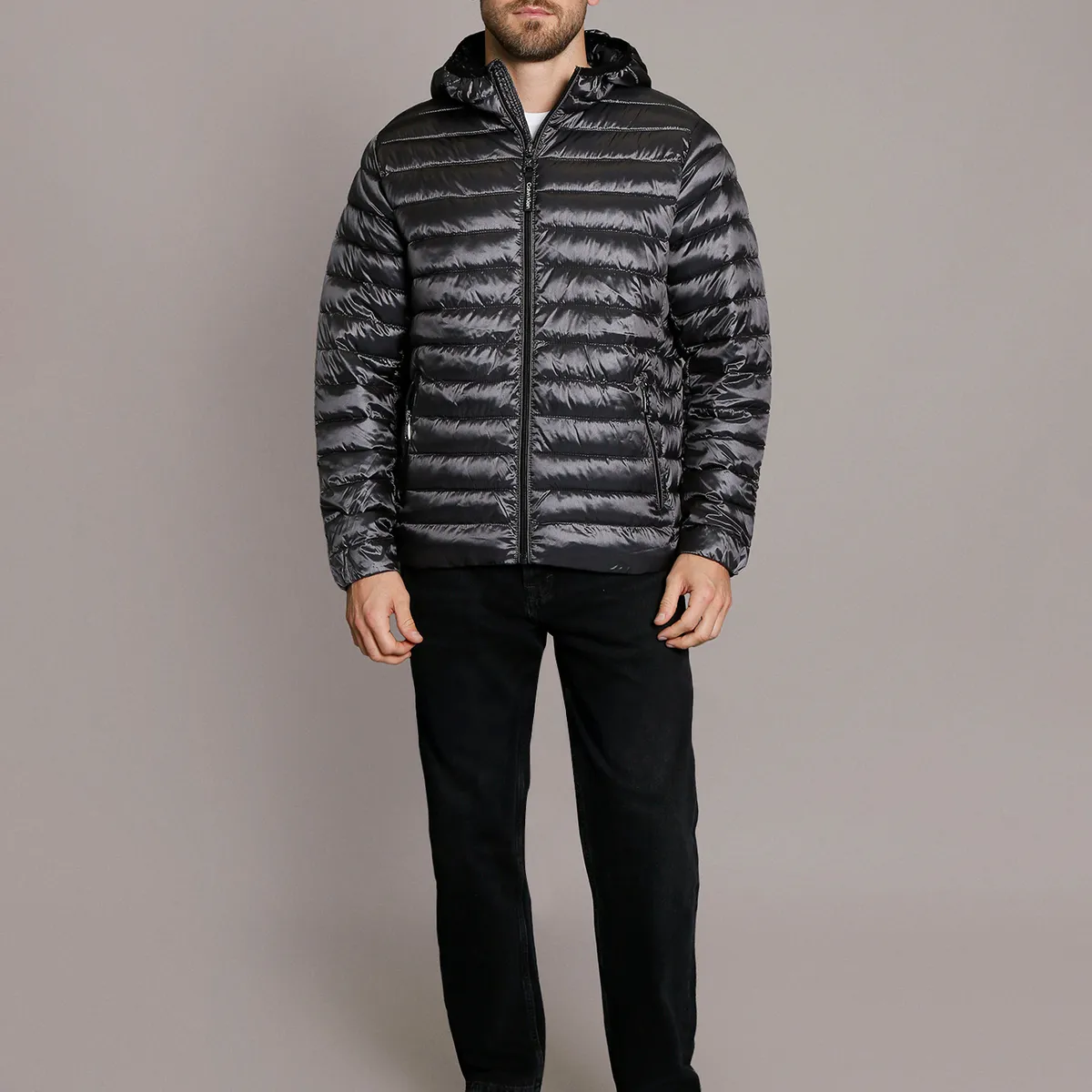 CALVIN KLEIN - Parka con Gorro Packable Negro Calvin Klein