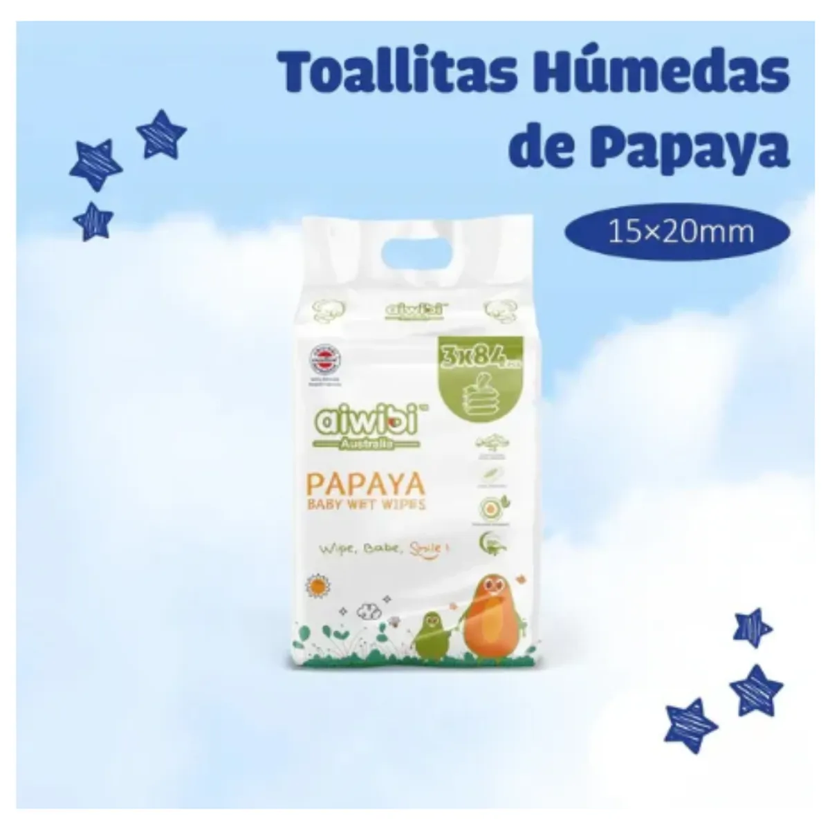 GENERICO - Toallas Húmedas Aiwibi Papaya Caja X 12 Paquetes