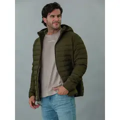 CALVIN KLEIN - Parka con Gorro Packable Verde