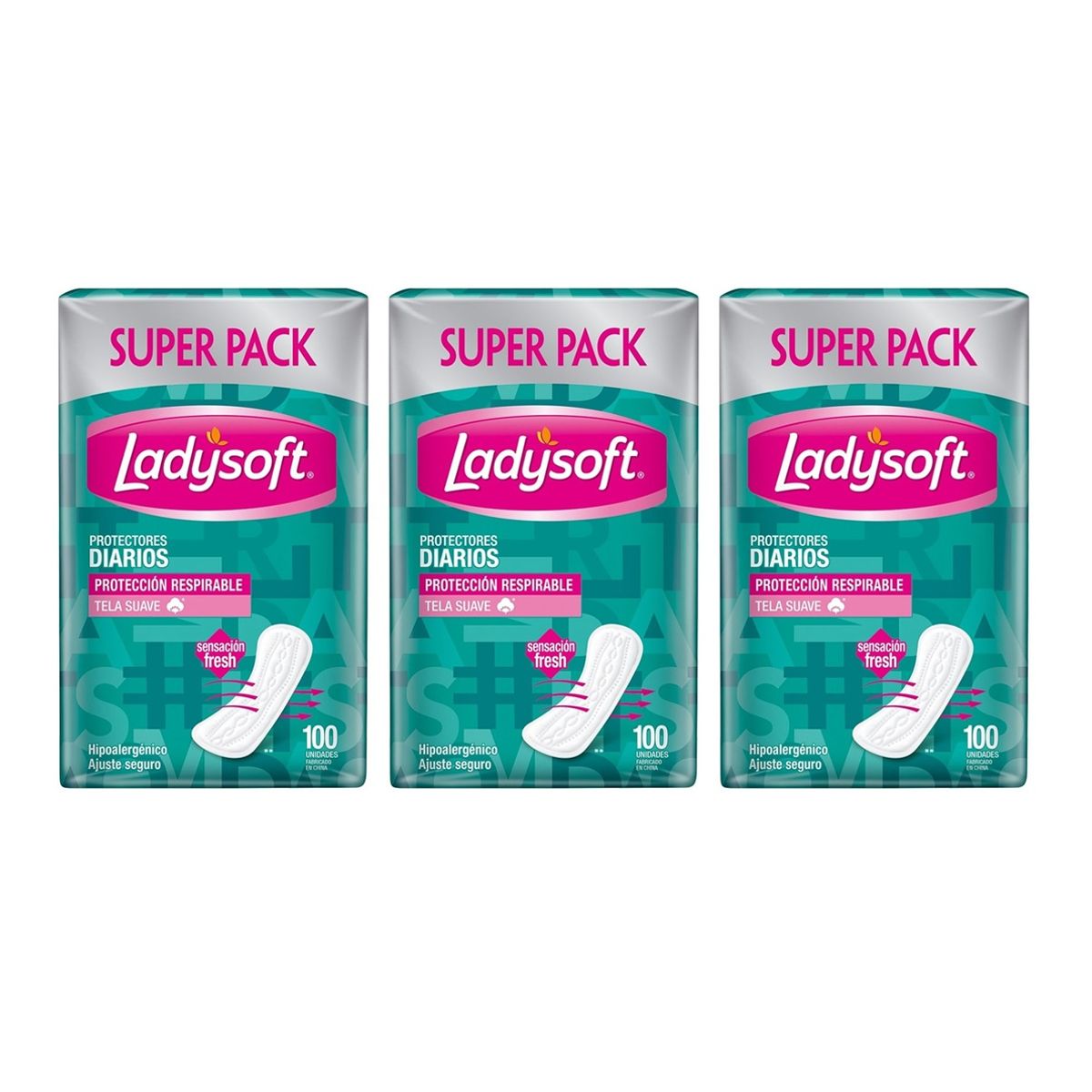 LADYSOFT - X3 Protectores Diarios Ladysoft Clásicos Tela Suave 100unid