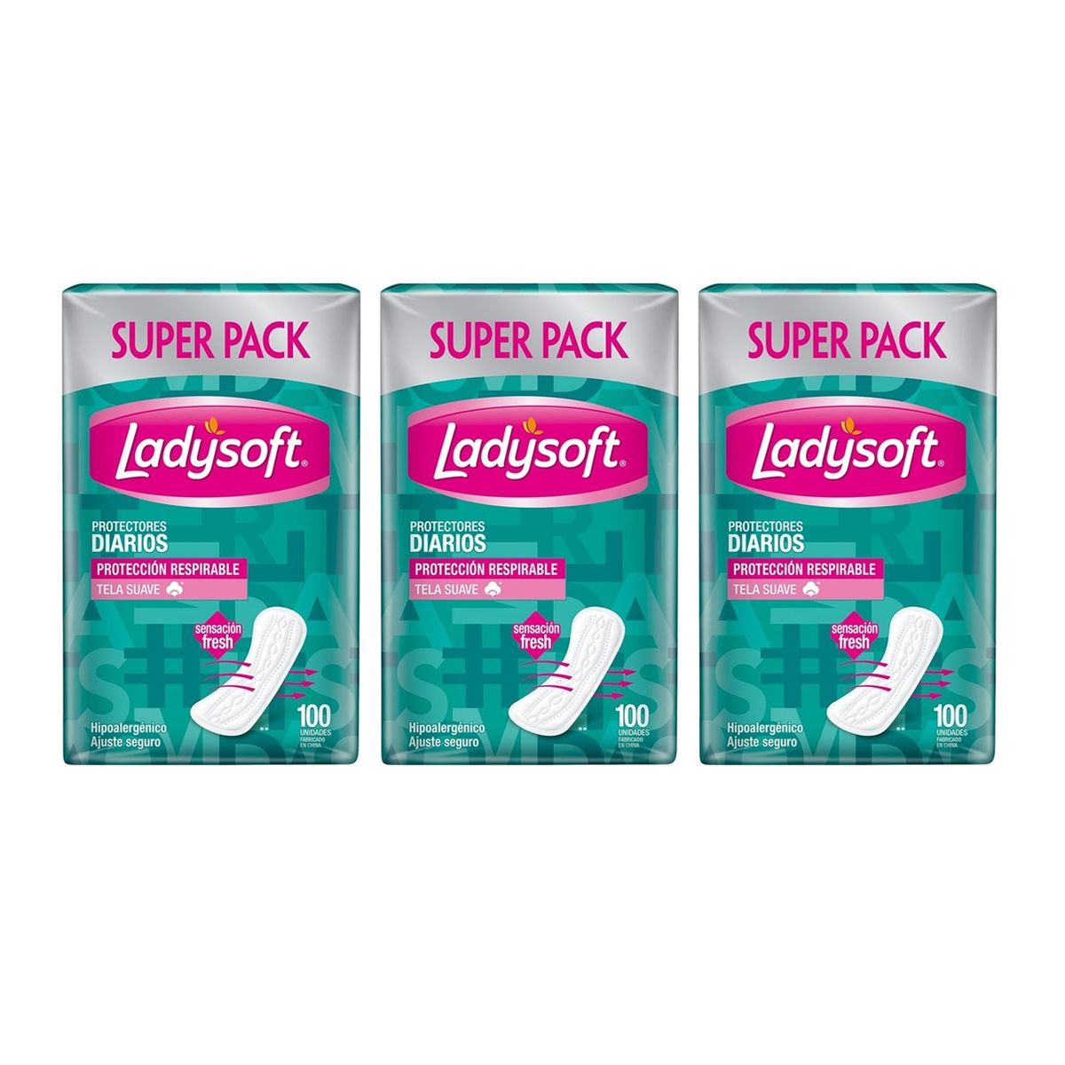 LADYSOFT - X3 Protectores Diarios Ladysoft Clásicos Tela Suave 100unid