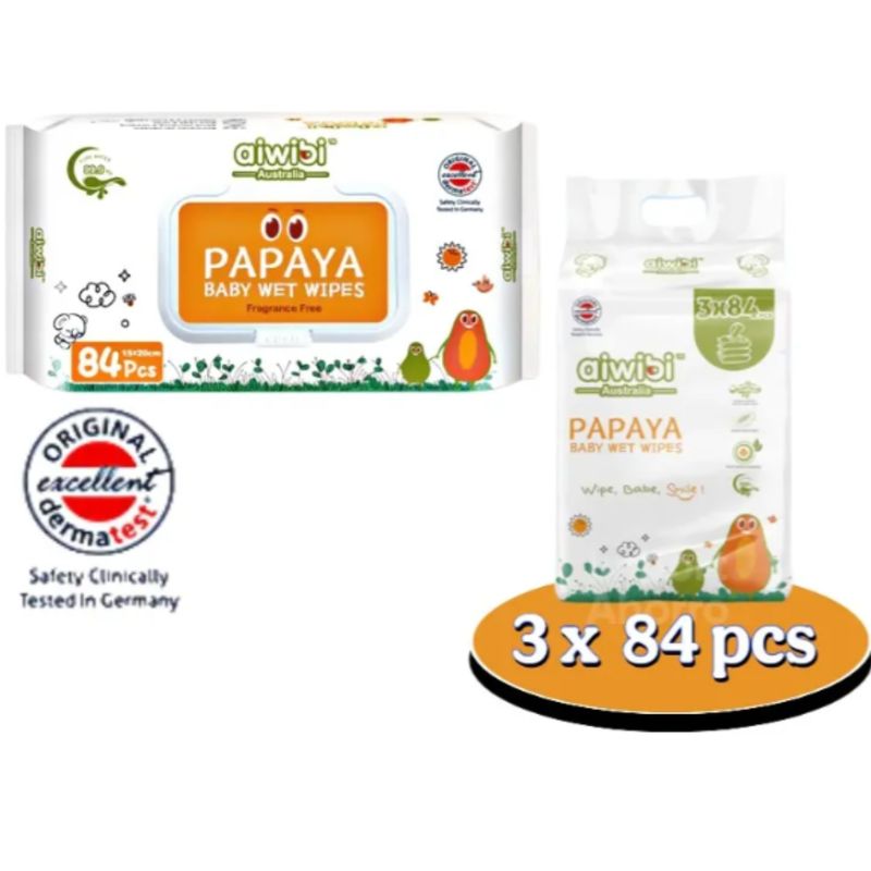 GENERICO - Toallas Toallitas Húmedas Aiwibi Papaya - 3 Paquete X 84pcs