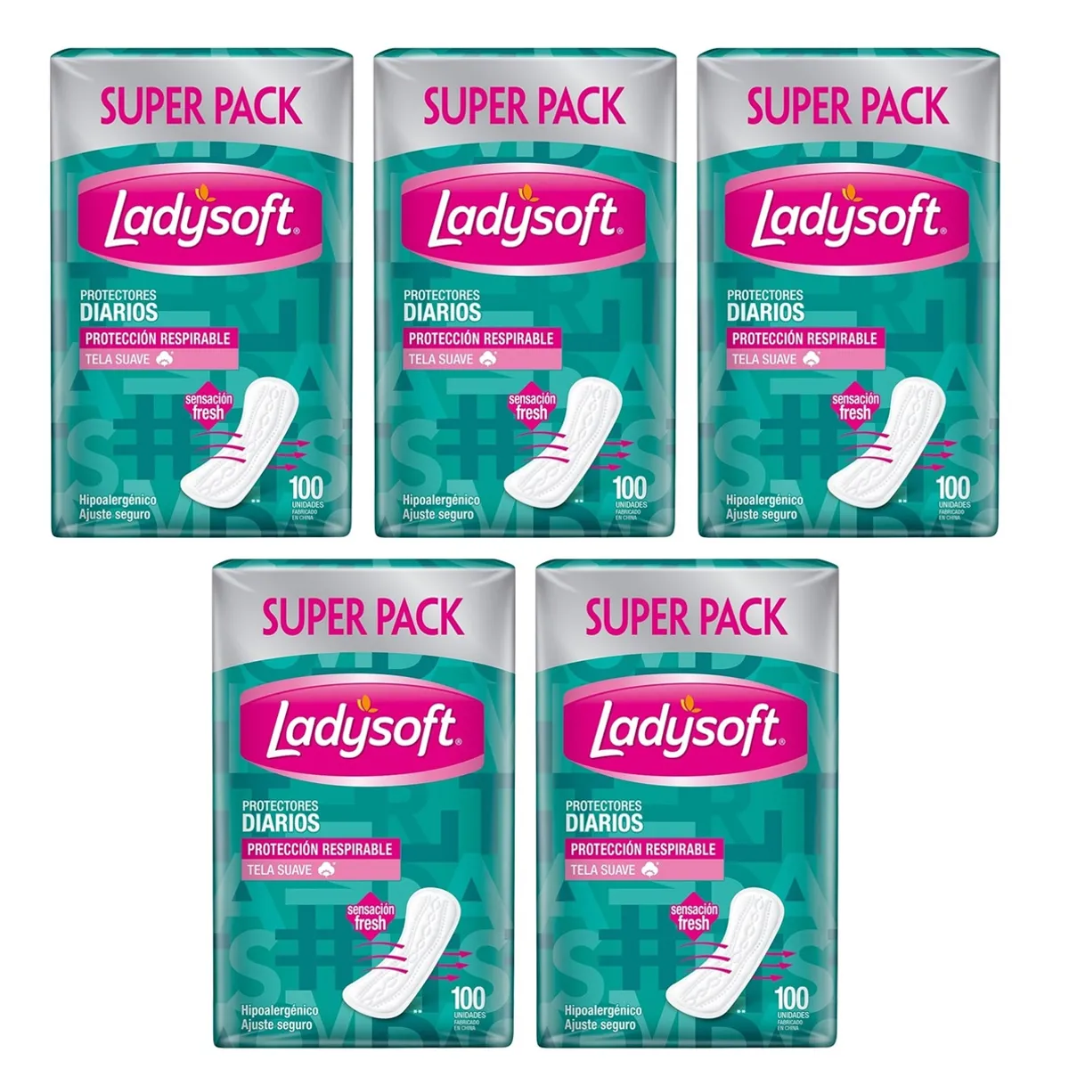 LADYSOFT - X5 Protectores Diarios Ladysoft Clásicos Tela Suave 100unid