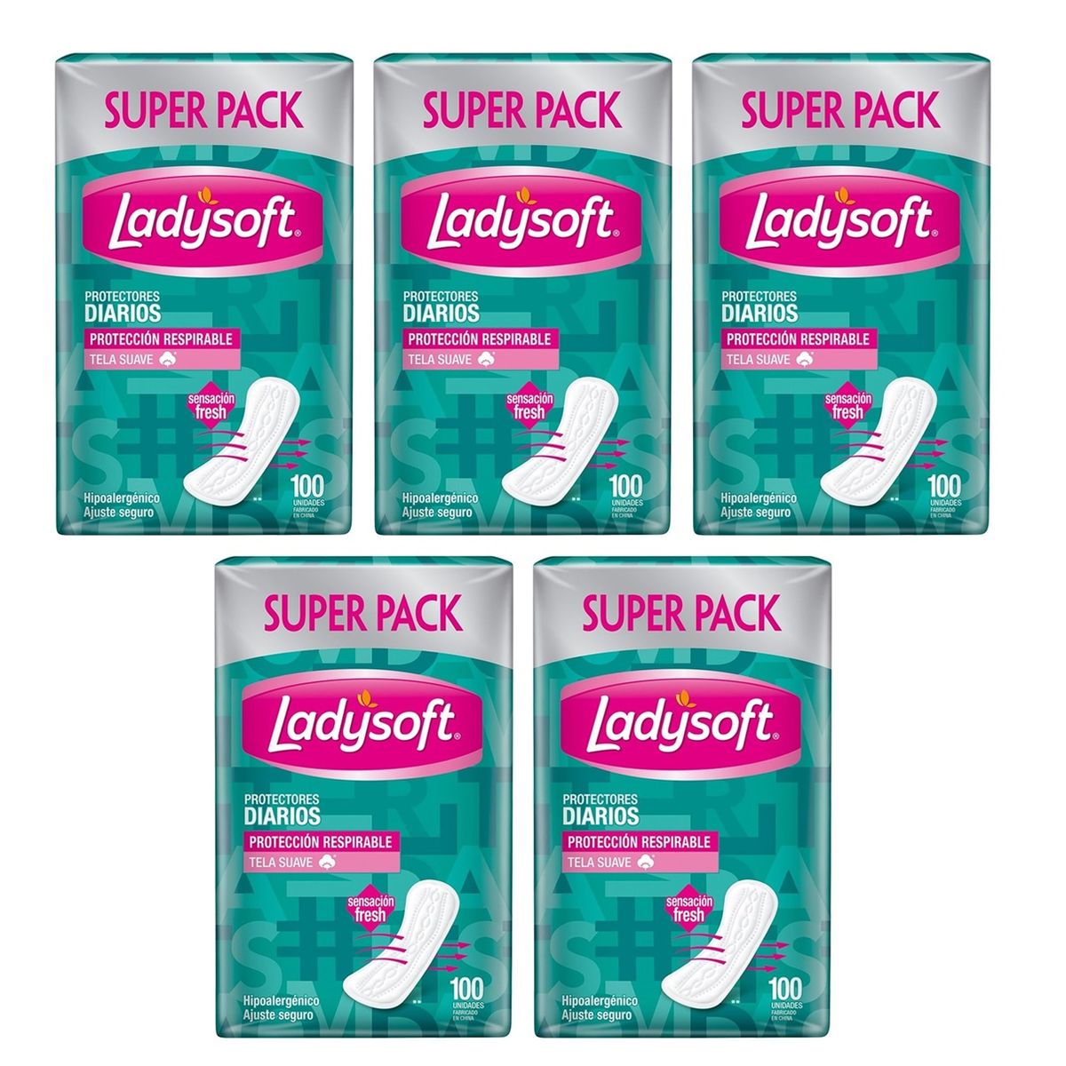 LADYSOFT - X5 Protectores Diarios Ladysoft Clásicos Tela Suave 100unid