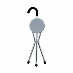 FIRST CARE - Bastón con Asiento Plegable Gris