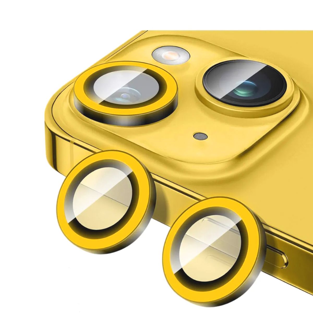 JOIGO - Protector de Lentes de Camara Para iPhone 14 / 14 Plus Fluor Amarillo