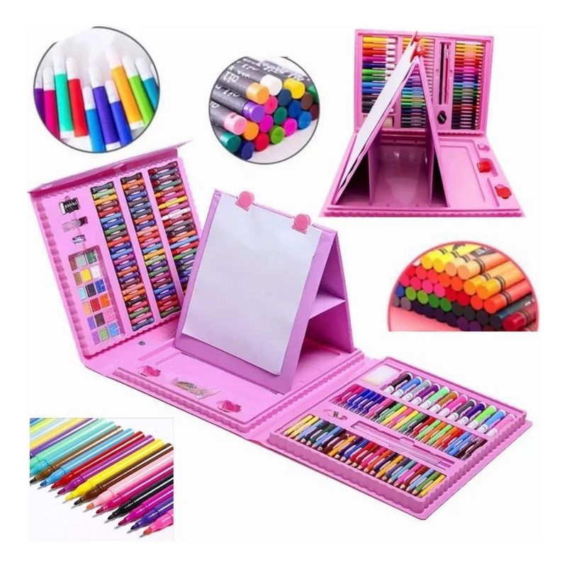 GENERICO - 208 Piezas De Arte Para Niños Kit Set De Dibujo Portátil Trazo