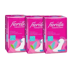 GENERICO - X3 Protectores Diarios Fiorella 100unid Tela Suave Sin Perfume